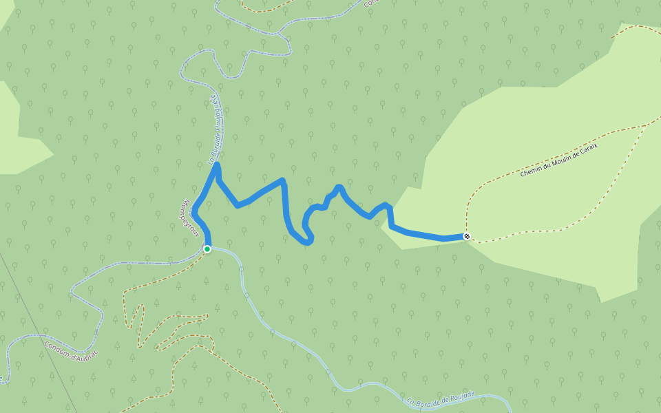 Chemin du Moulin de Caraix walking route map in Condom-d'Aubrac