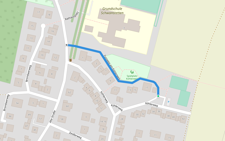 Fussweg am Köhlerweg walking route map in Schwanstetten