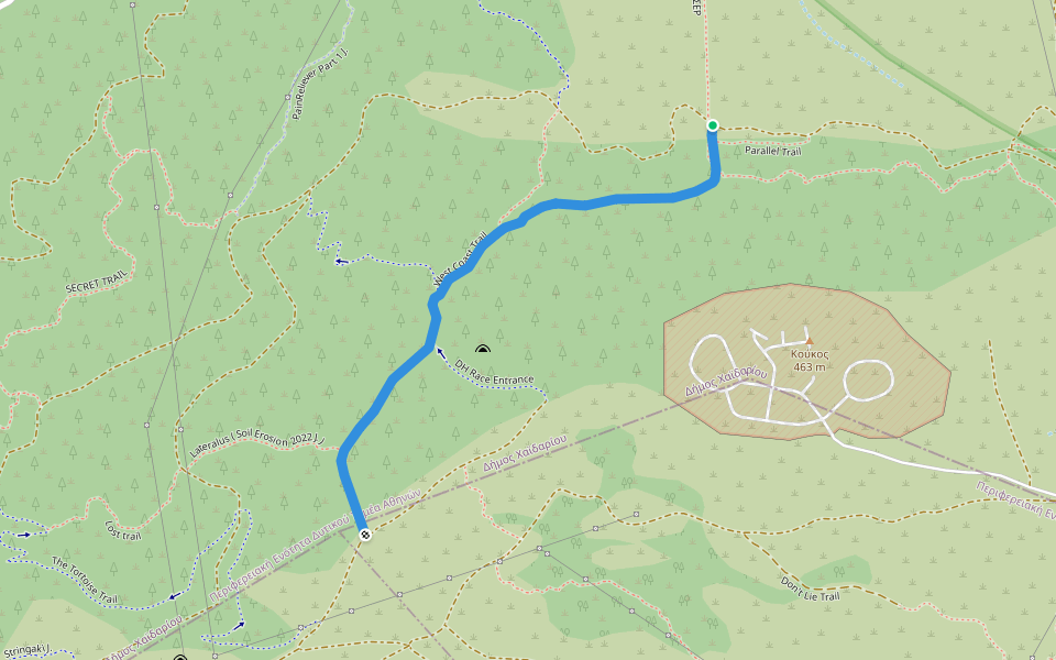 West Coast Trail walking route map in Κορυδαλλός