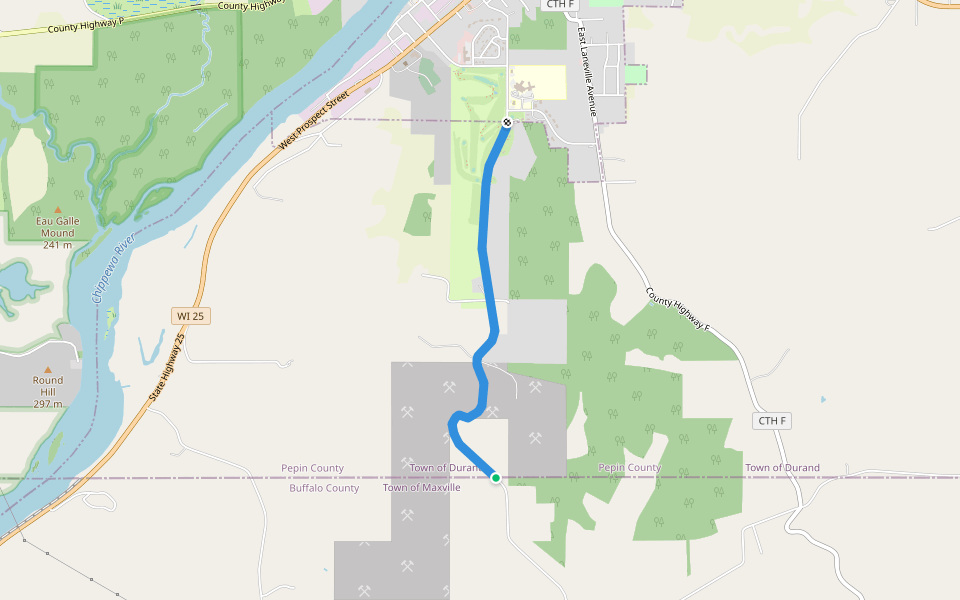 County Road PP walking route map in Durand