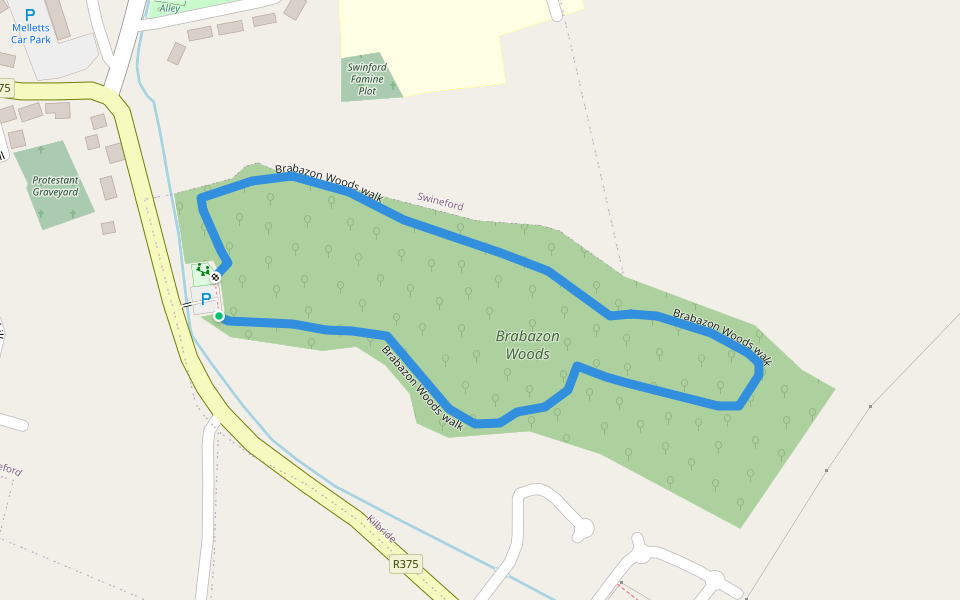 Brabazon Woods walk walking route map in Swinford