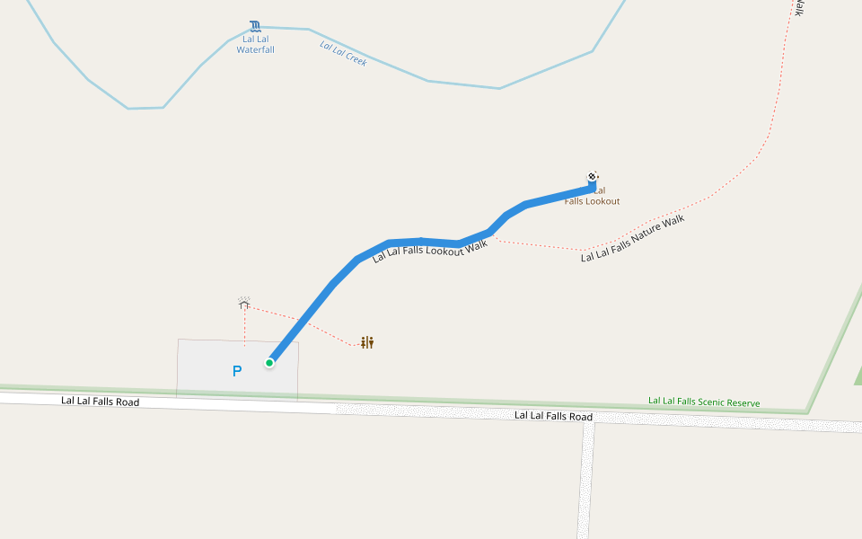 Lal Lal Falls Lookout Walk walking route map in Lal Lal