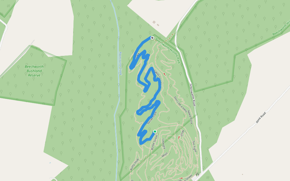 Secret Track walking route map in Beechworth