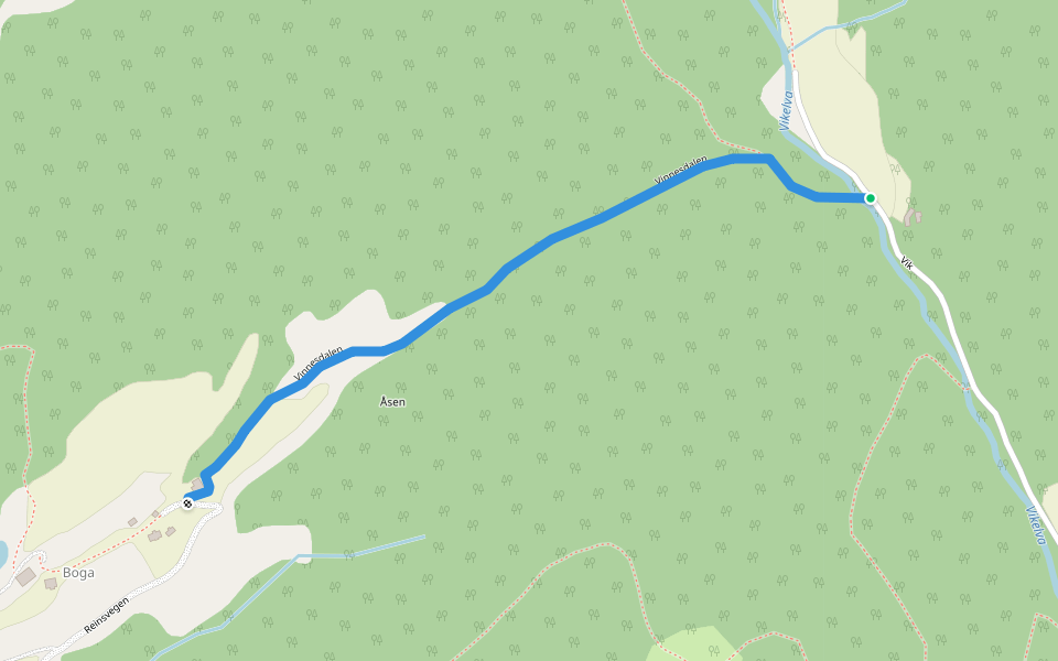Vinnesdalen walking route map in Strandvik