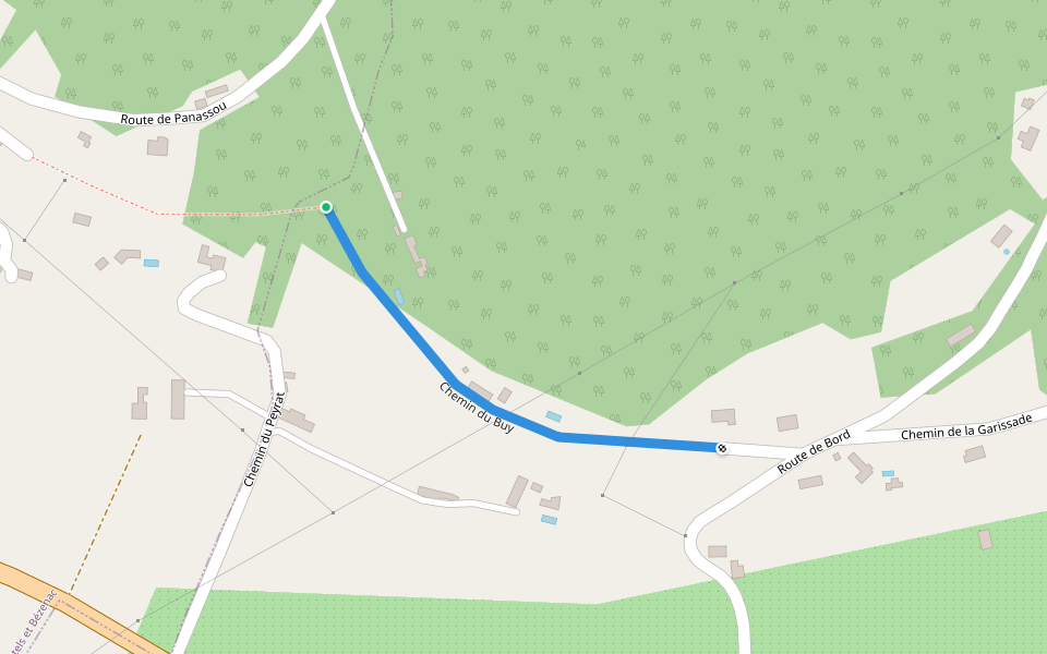 Chemin du Buy walking route map in Saint-Vincent-de-Cosse