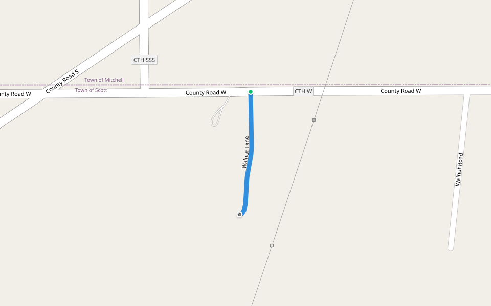 Walnut Lane walking route map in Adell