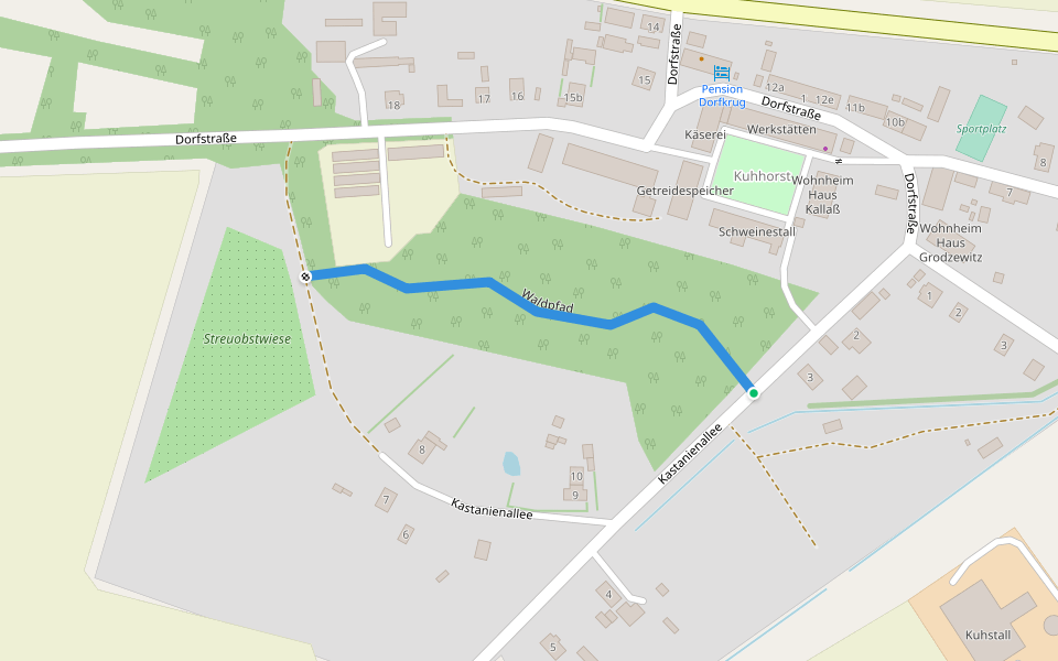 Waldpfad walking route map in Fehrbellin