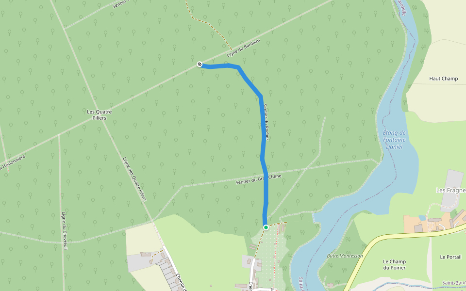 Sentier du Rocher walking route map in Saint-Georges-Buttavent