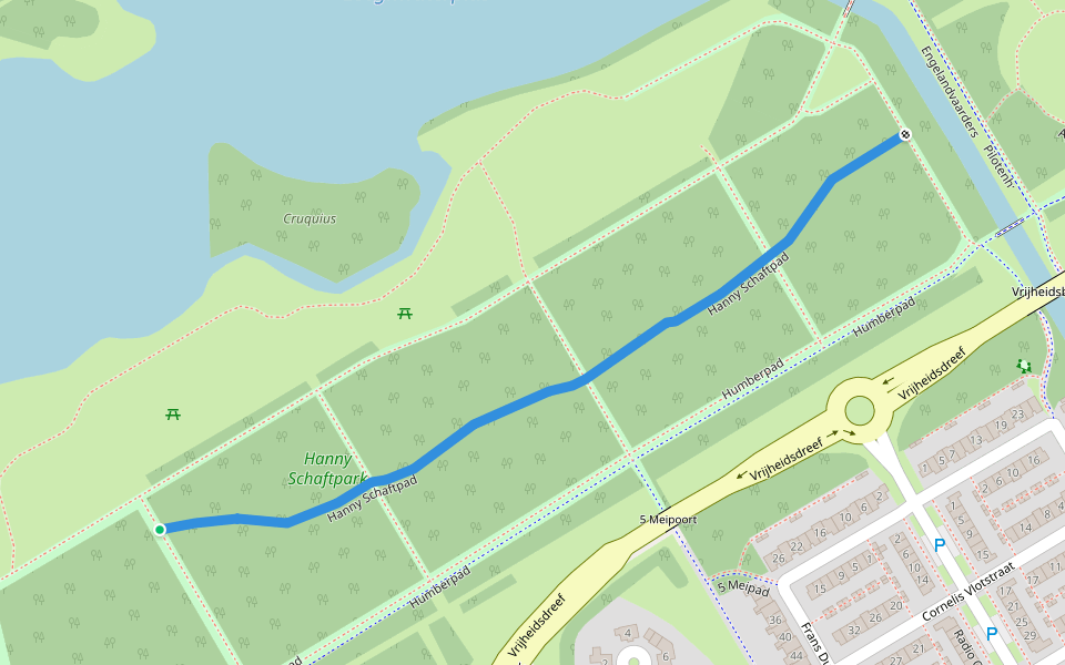Hanny Schaftpad walking route map in Almere