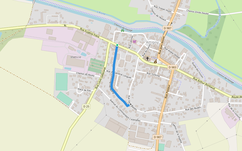 Ruelle des Remparts walking route map in Attigny