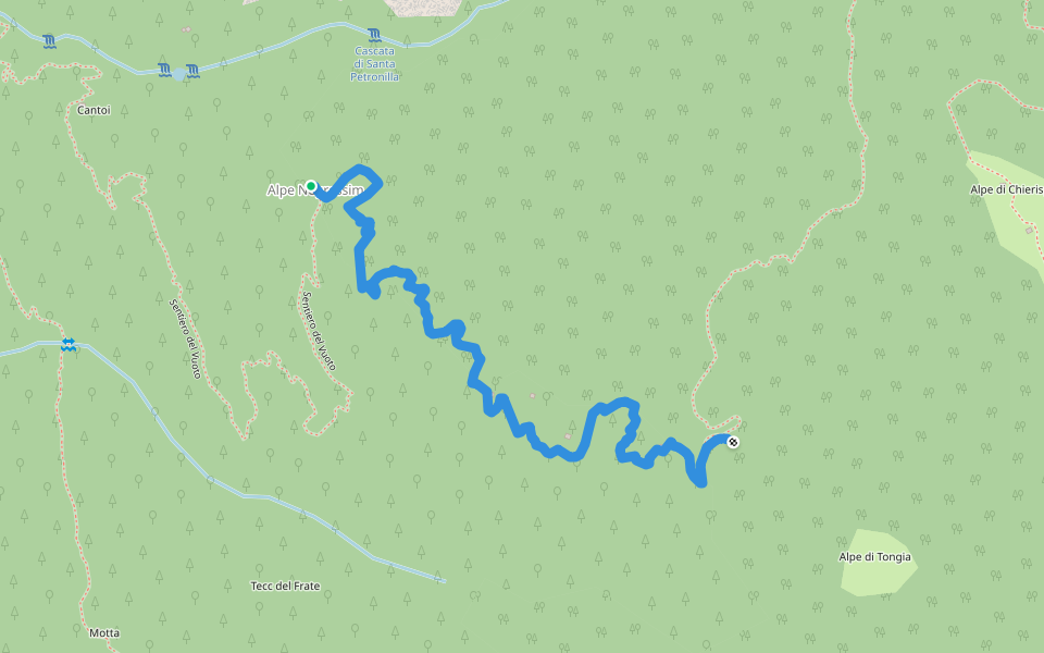 Alpe Negressim - Alpe di Tongia walking route map in Biasca