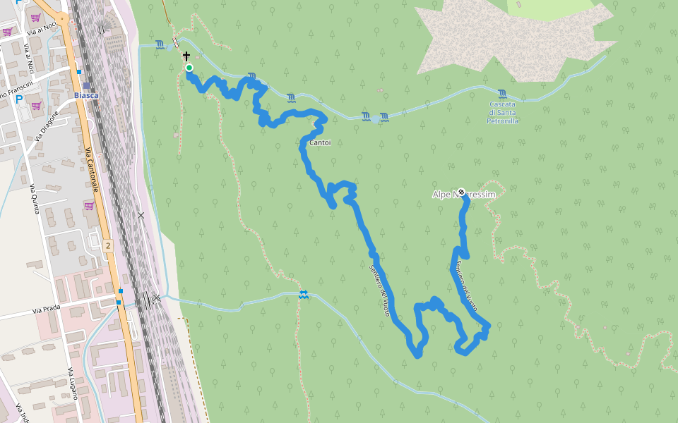 Sentiero del Vuoto walking route map in Biasca