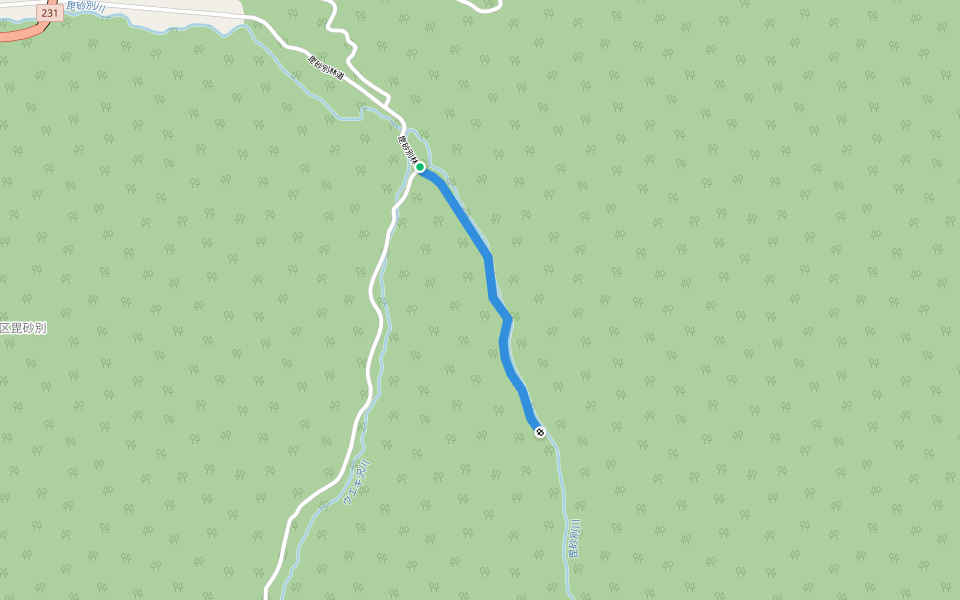 毘砂別林道 walking route map in Ishikari