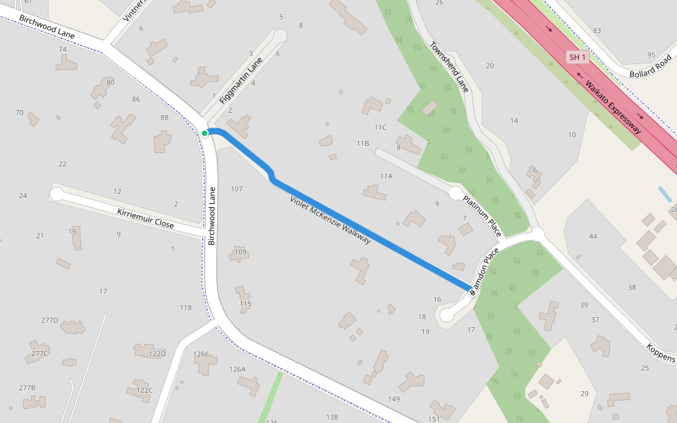 Violet McKenzie Walkway walking route map in Tamahere