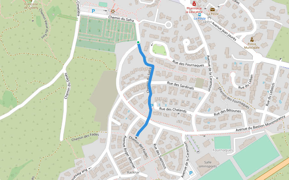 Chemin du Safra walking route map in Leucate