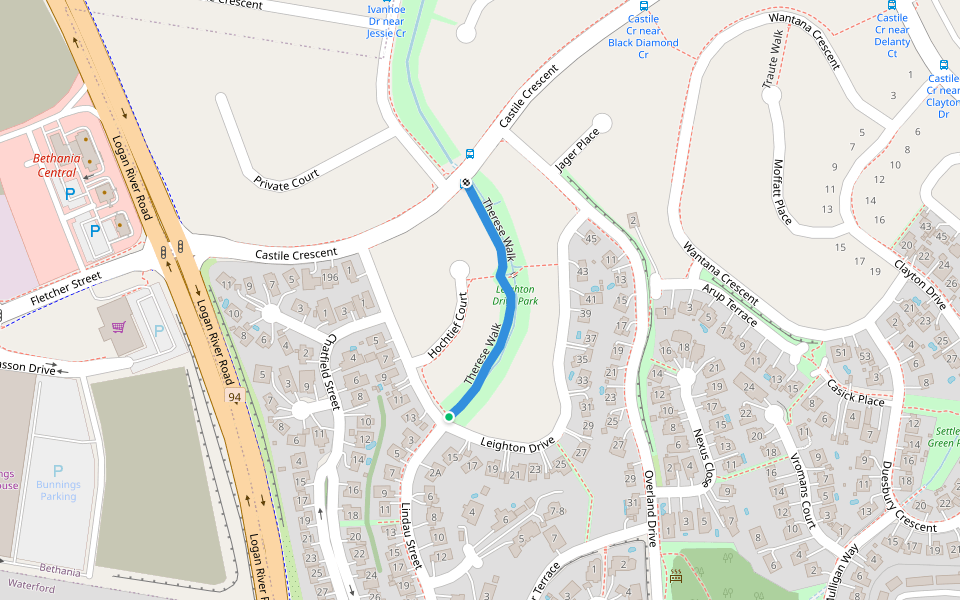 Therese Walk walking route map in Edens Landing