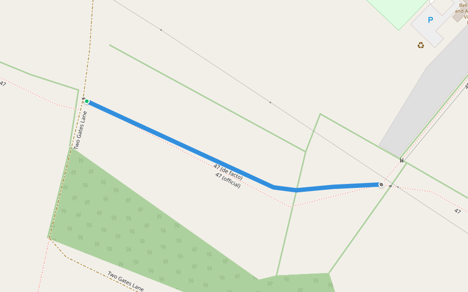 47 (de facto) walking route map in Bellingdon