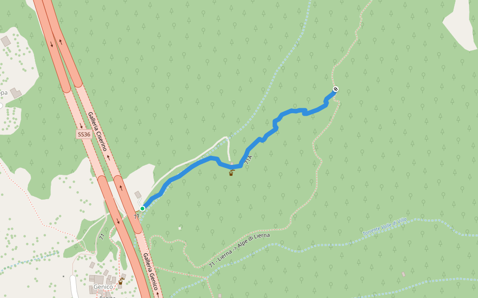 71A walking route map in Lierna