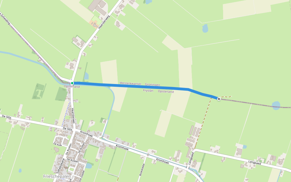 Johannes Dijkstrapaed walking route map in Marum