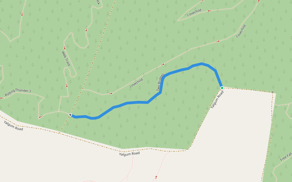 Two Bridges walking route map in Oaks Estate