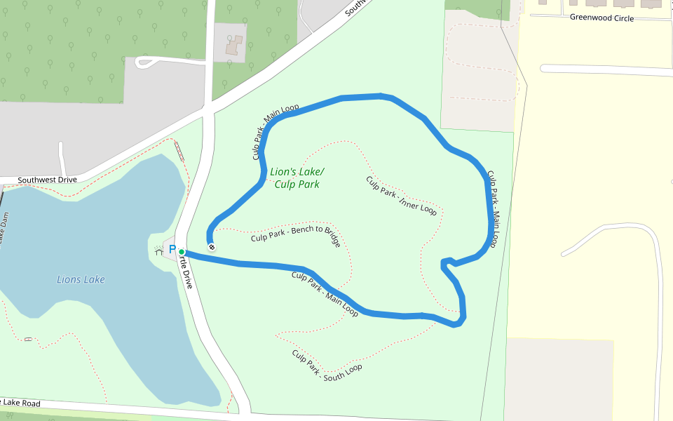 Culp Park - Main Loop walking route map in Warrensburg