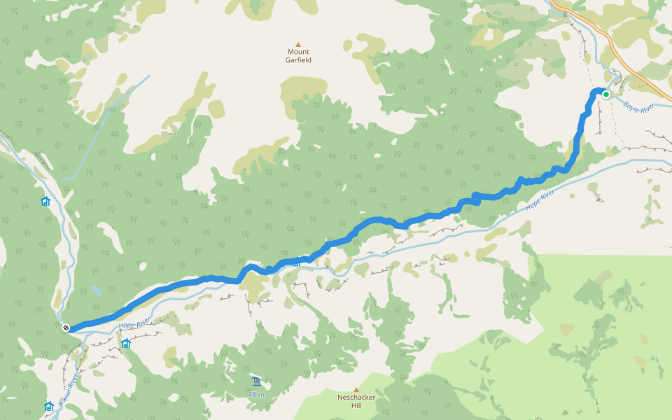 Hope Valley Track walking route map in Poplars Range