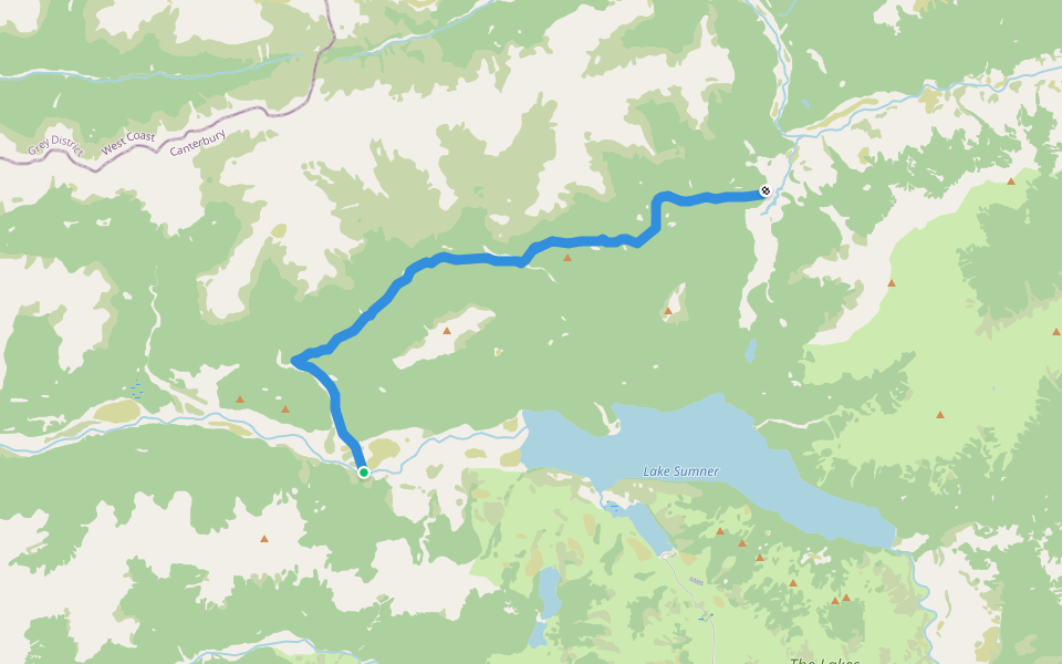 Three Mile Stream Track walking route map in Doubtful Range
