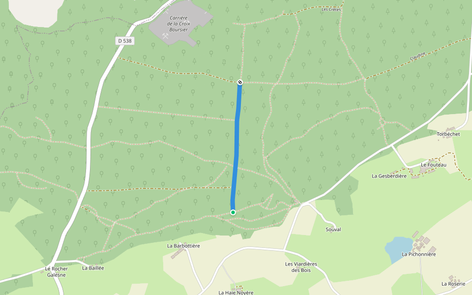 La Verte walking route map in Saint-Georges-Buttavent