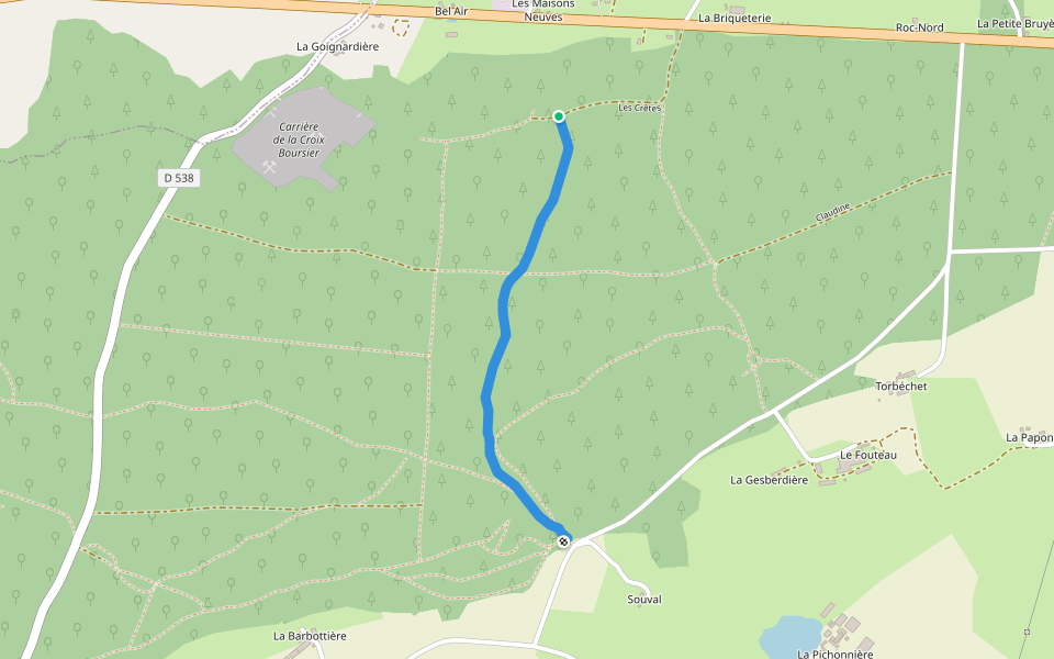 Le Hec walking route map in Saint-Georges-Buttavent