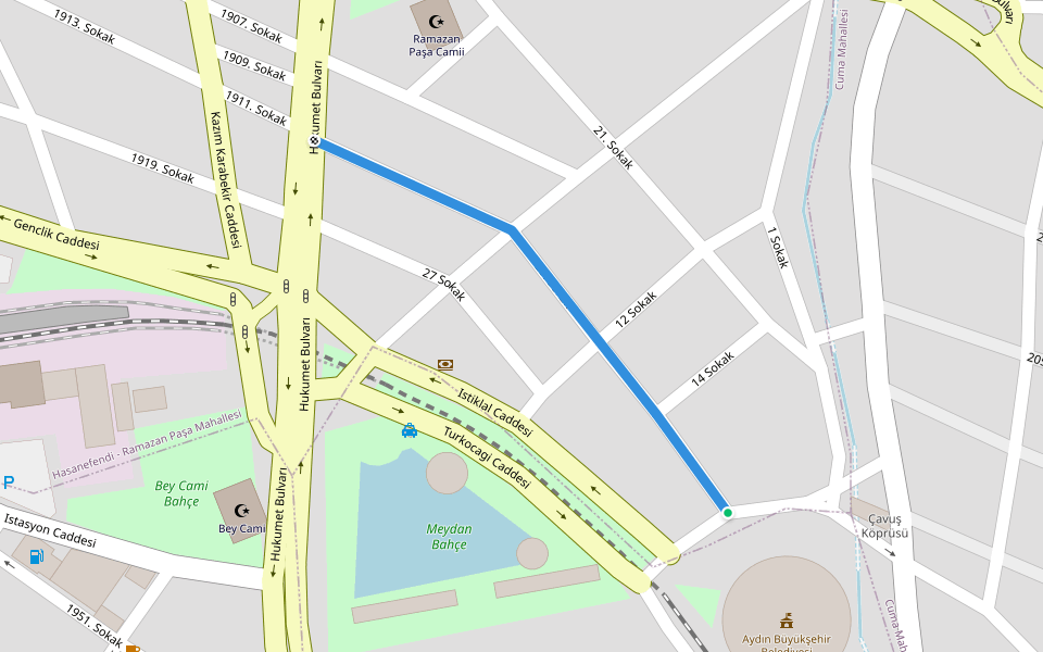 25. Sokak walking route map in Aydın