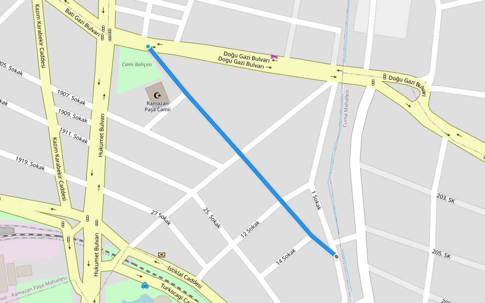 21. Sokak walking route map in Aydın