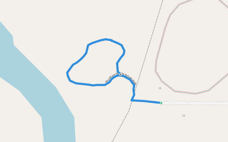 Wyndham Wildlife Refuge Walk walking route map in Wyndham