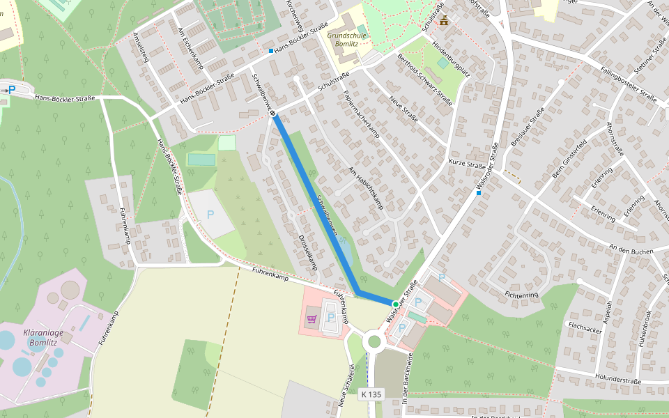 Schwalbenweg walking route map in Walsrode