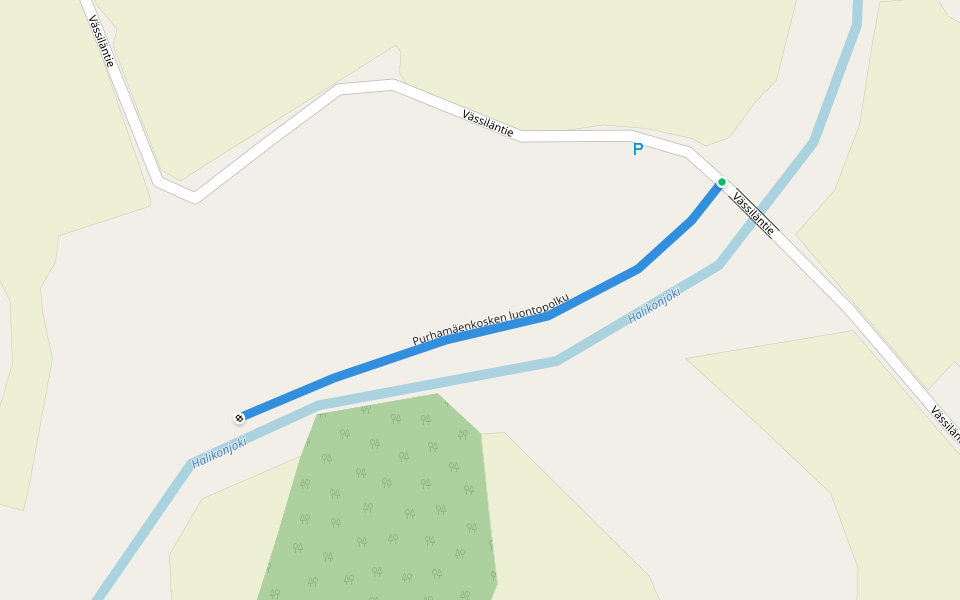 Purhamäenkosken luontopolku walking route map in Salo