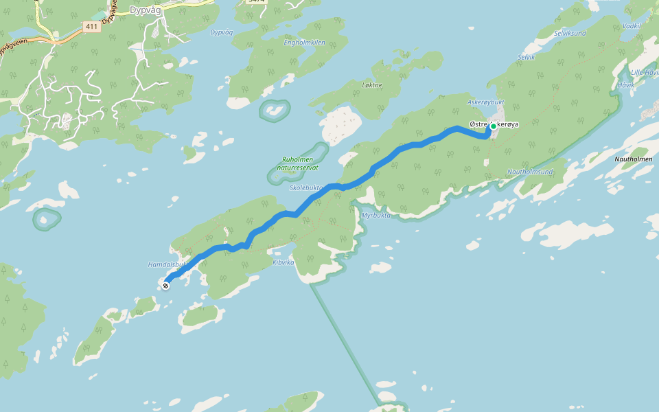 Skoleveien walking route map in Lyngør