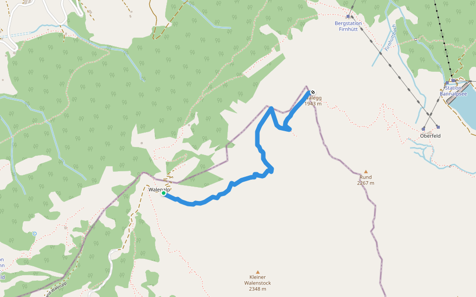 Walenalp-Walegg (Walenpfad) walking route map in Engelberg