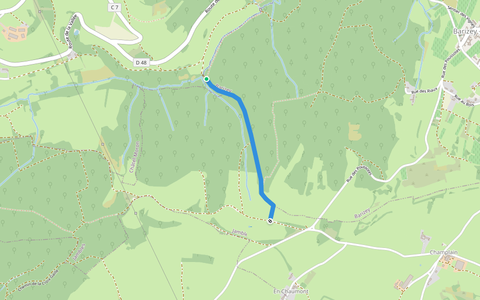 Rue de la Conquise walking route map in Châtel-Moron