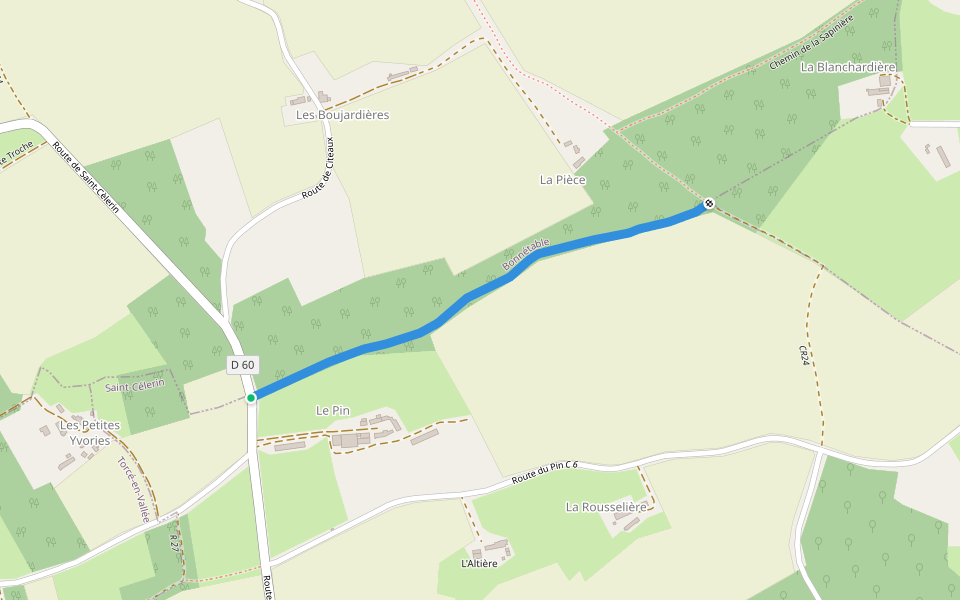 CR 18 walking route map in Saint-Célerin