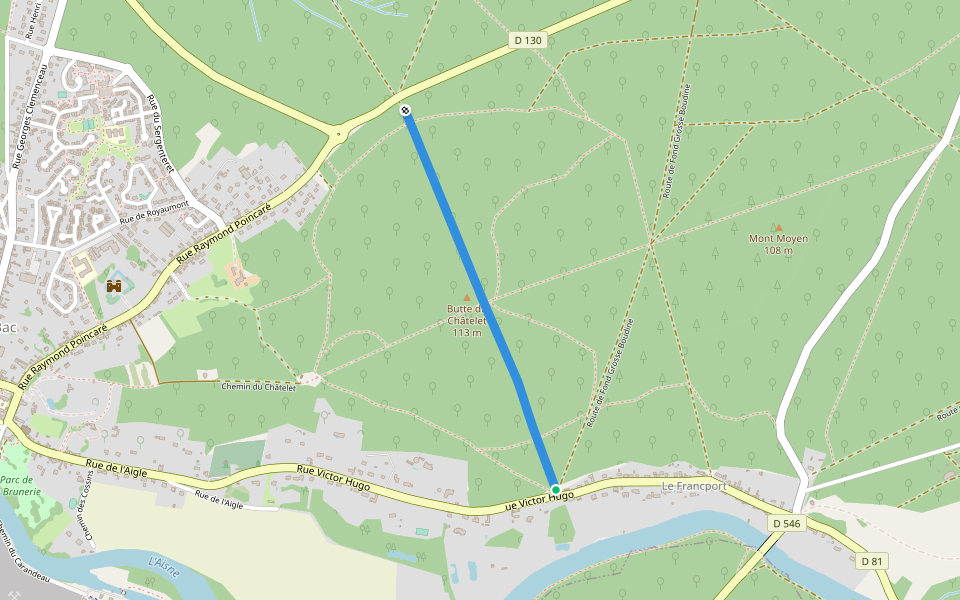 Route de l'Aisne walking route map in Choisy-au-Bac