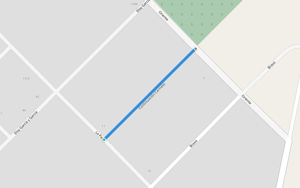 Continuación Carmelo walking route map in Colonia Valdense