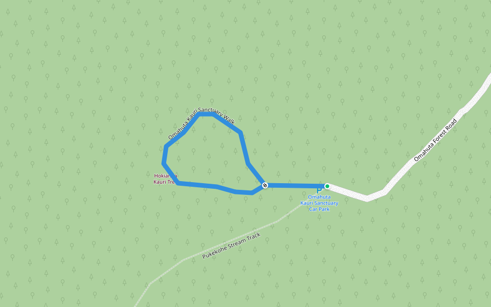 Omahuta Kauri Sanctuary Walk walking route map in Ōkaihau