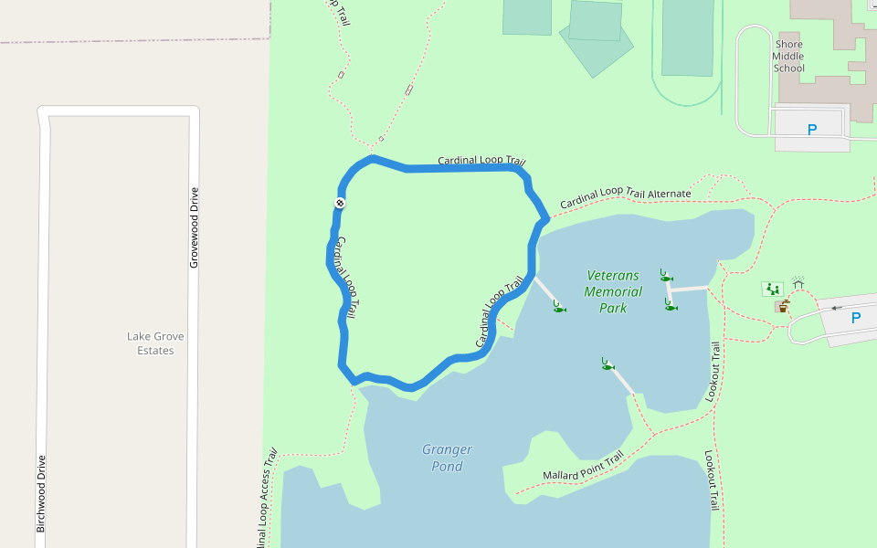 Cardinal Loop Trail walking route map in Mentor