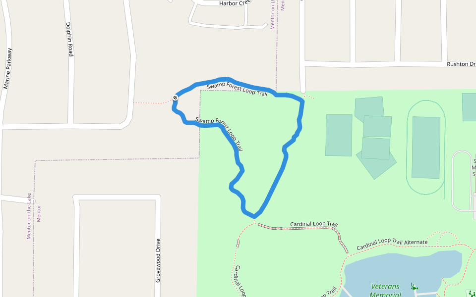 Swamp Forest Loop Trail walking route map in Mentor-on-the-Lake