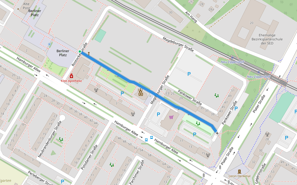 Magdeburger Straße walking route map in Schwerin