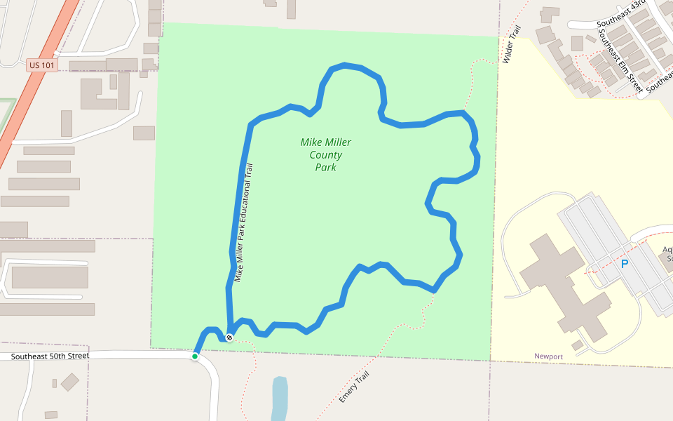 Mike Miller Park Educational Trail walking route map in Newport