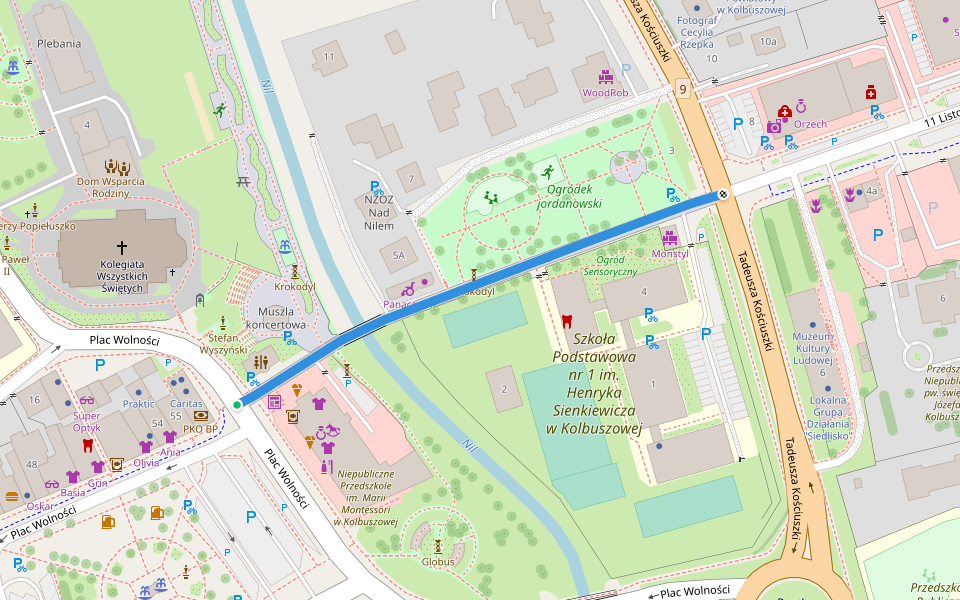 Parkowa walking route map in Kolbuszowa