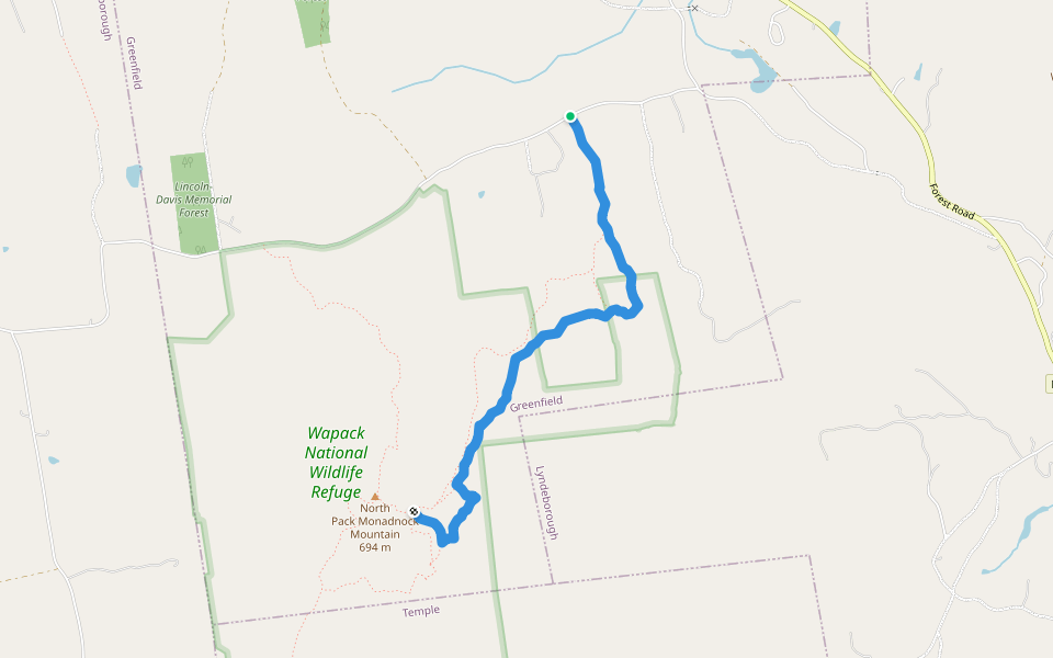 Ted's Trail walking route map in Greenfield