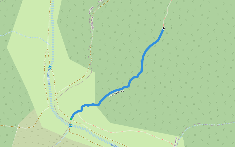 Les Marches walking route map in Cournonterral