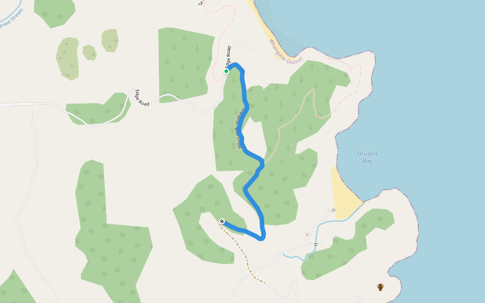 Whananaki Walkway walking route map in Whananaki