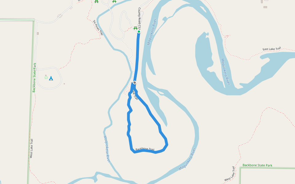 Backbone Trail walking route map in Dundee